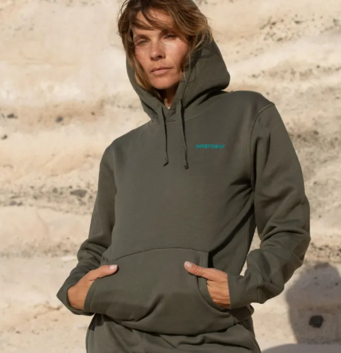 Inaska Inaska Damen vegan Hoodie Unisex Empower Khaki Türkis, Blau, – Produktbild 2 von 2