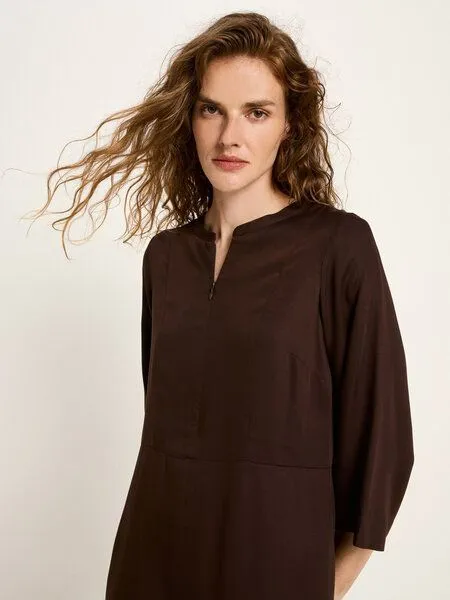 LANIUS LANIUS Midikleid aus TENCEL Lyocell, Dark brown, – Produktbild 4 von 4