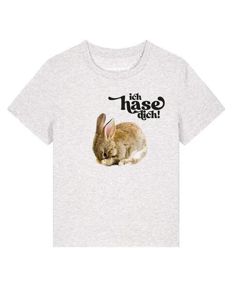 watapparel watapparel T-Shirt Frauen Ich hase dich!, Cool heather grey, – Produktbild 1 von 2