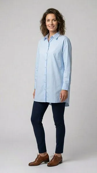 LANA Organic LANA Organic Hemdbluse, Modell Narcisa, Morning sky, – Produktbild 1 von 4