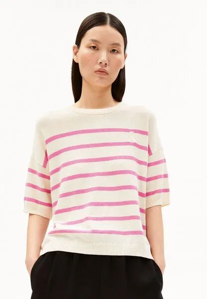 ARMEDANGELS ARMEDANGELS STRIPE Damen Strickshirt aus Leinen-Mix, Undyed-washed berry, – Produktbild 1 von 4