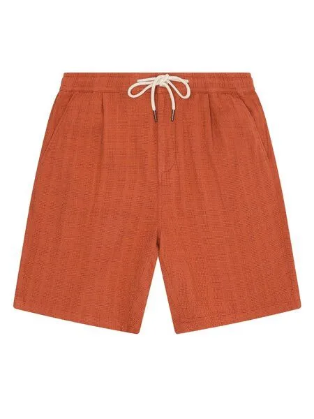 KnowledgeCotton Apparel KnowledgeCotton Apparel Lockere Shorts FIG mit Strucktur aus Bio-Baumwolle, Rot-burnt-brick, – Produktbild 3 von 4