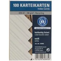 100 Karteikarten aus Recyclingkarton 170 g/m² DIN A7, weiß – Produktbild 1 von 1