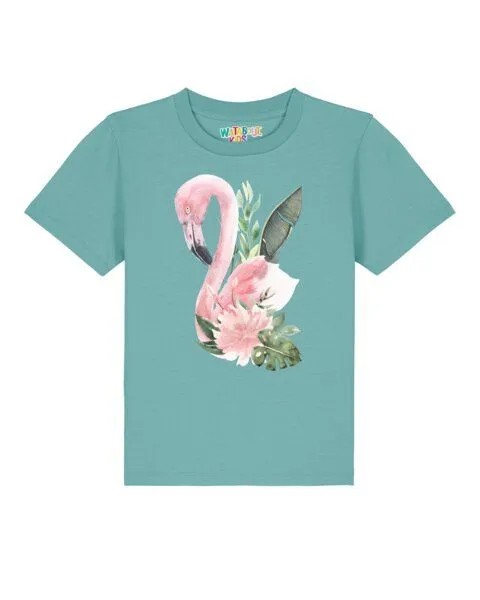 watabout.kids watabout.kids T-Shirt Kinder Flamingo mit Blumen, Teal monstera, – Produktbild 1 von 2