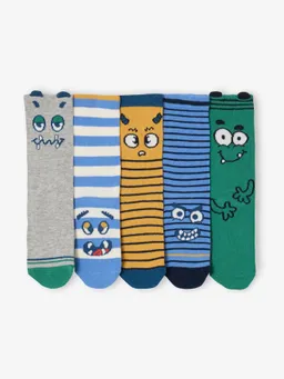 Vertbaudet 5er-Pack Socken mit Monster und Streifen – Produktbild 1 von 1