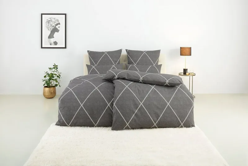 OTTO home Bettwäsche Belle in Gr. 135x200 oder 155x220 cm, Bettwäsche-Set gemustert, Renforcé, 2 teilig, Renforcé Qualität, Reißverschluss, 100% Baumwolle, Grau, – Produktbild 2 von 4
