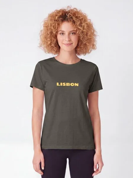 watapparel watapparel T-Shirt Frauen Lisbon Flora, Khaki, – Produktbild 3 von 3