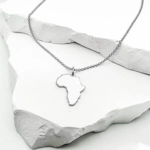 MOANINA MOANINA Kette Afrika Kontinent - 925 Silber/18k Gold Vermeil - 3 Längen, Silber, – Produktbild 1 von 4