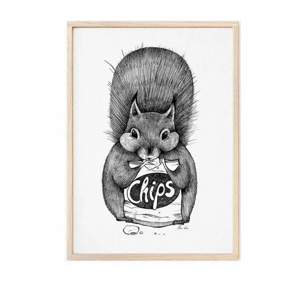 LIGARTI Kunstdruck »Chipseichhörnchen« von LIGARTI | A4, A3 oder A2 | Wandbild | Poster | Kunst – Produktbild 2 von 4