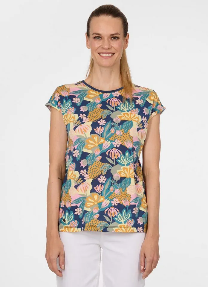 ragwear ragwear T-Shirt DIONA PRINT aus Baumwollmischung, mit Modal, normale Passform, Kurzarm, Blau, – Produktbild 1 von 1