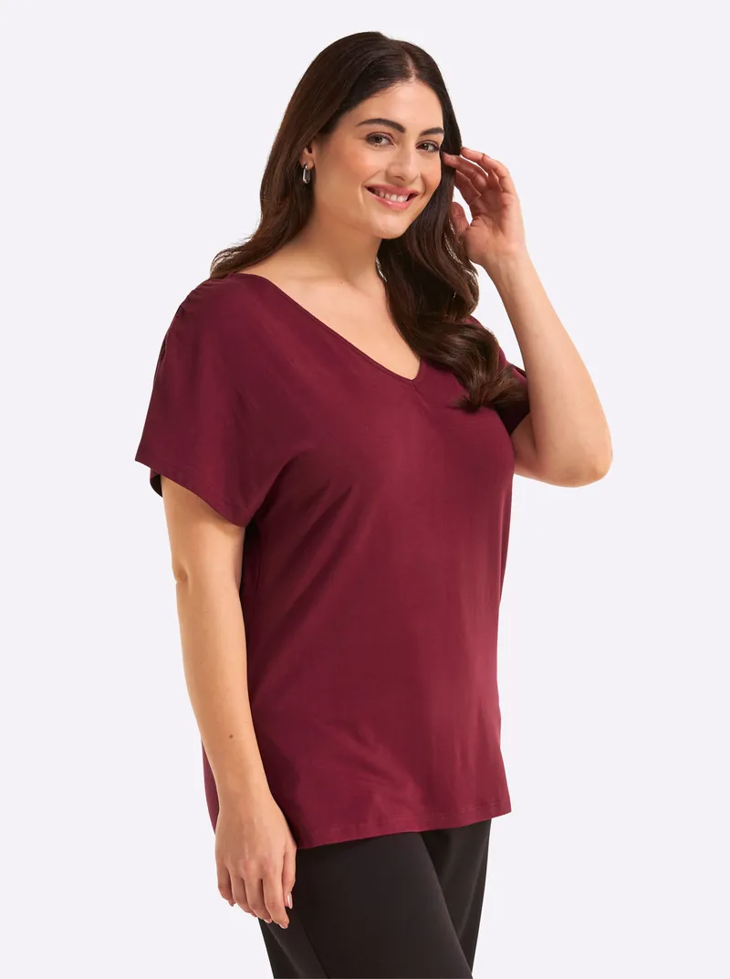 sheego V-Shirt bordeaux, Bordeaux, – Produktbild 2 von 2