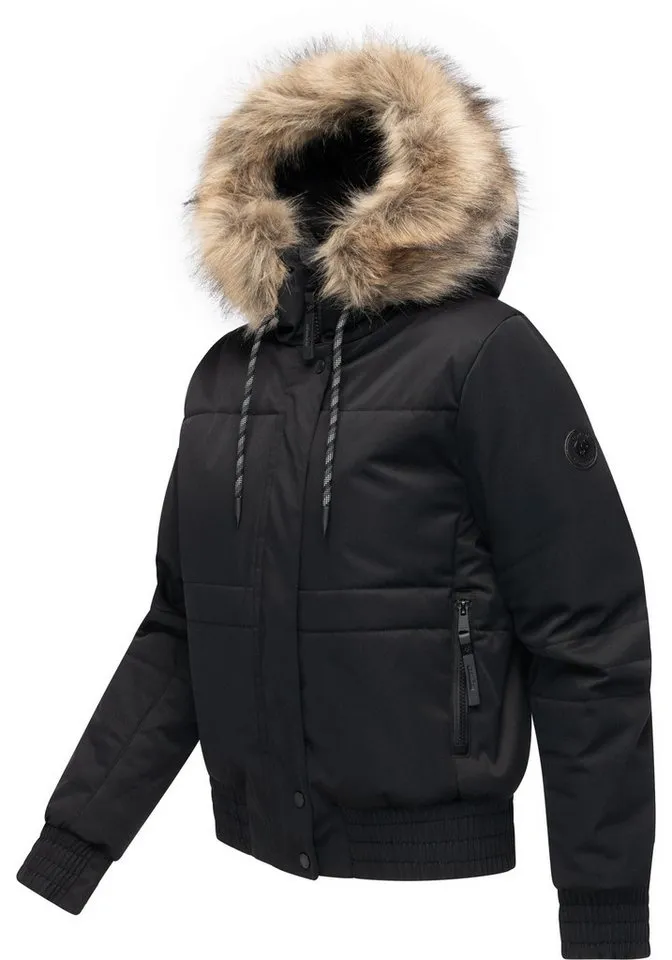 ragwear ragwear Winterjacke Deluxia YOUMODO modische Damen Bomberjacke mit Kunstfell, Schwarz, – Produktbild 3 von 5