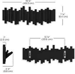ibettertec Garderobenleiste Wandgarderobe,Hakenleiste aus Bambus,6 Haken für Kleidung, 6 Haken,Ein-/ausklappbar,für Flur,Diele,Badezimmer – Produktbild 1 von 1