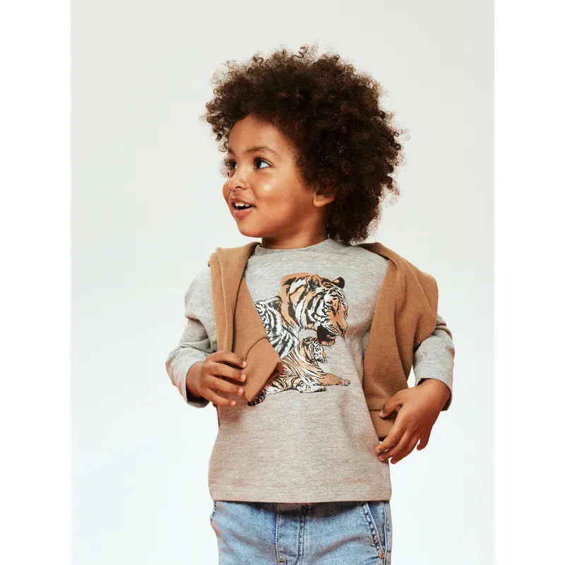 name it Name It Shirt langarm Tiger, Grau, – Produktbild 3 von 3