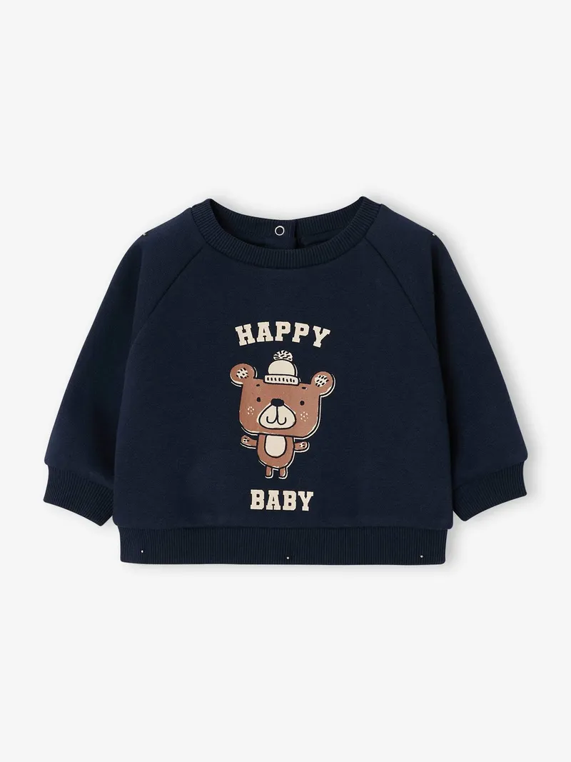 Vertbaudet Sweatshirt Baby mit Printmotiv BASIC, Marine, – Produktbild 2 von 4