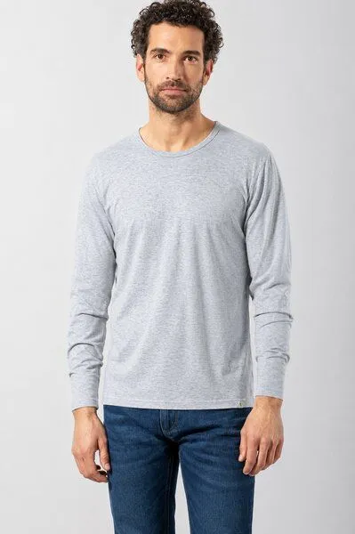 HempAge Hempage Herren Langarmshirt mit Yakwolle/Hanf/Bio-Baumwolle, Platinum (grau), – Produktbild 2 von 4
