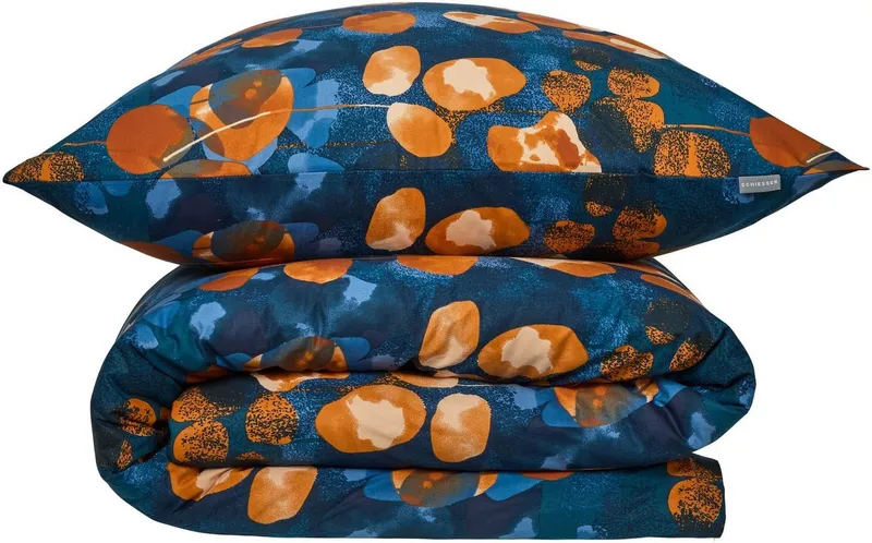 Schiesser Schiesser Bettwäsche Maxima aus weicher Baumwolle mit floralem Muster, Renforcé, 2 teilig, OEKO-TEX® MADE IN GREEN, Blau, – Produktbild 2 von 5