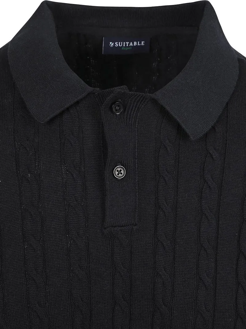 Suitable Suitable Respect Poloshirt Knit Cable Marine - Größe XXL, Dunkelblau, – Produktbild 3 von 5