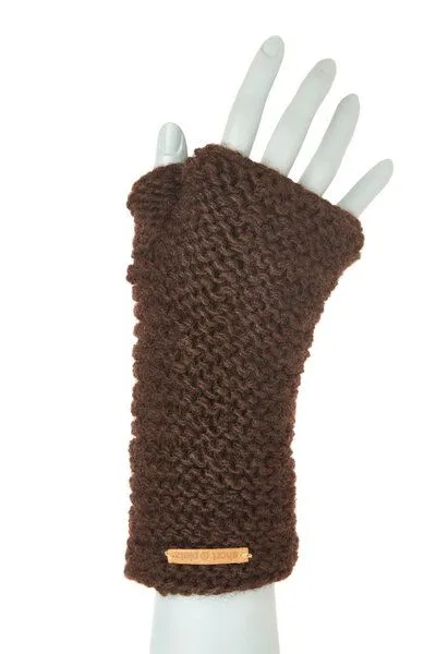 short'n'pietz short'n'pietz Schurwollhandstulpen links gestrickt, Dunkelbraun, – Produktbild 1 von 4