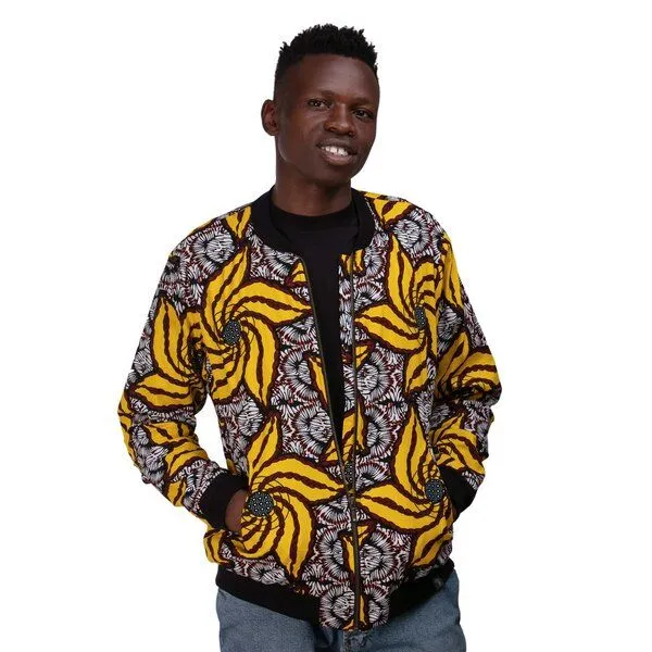 Africulture Africulture Bomberjacke 'Banananana' für Männer aus Westafrikanischem Kitenge und Kikoy Stoff. – Produktbild 1 von 1