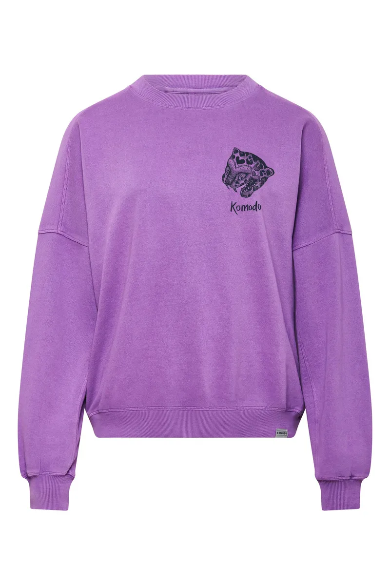 KOMODO KOMODO Damen vegan Women's Sweatshirt Nepali Leopard Lila, Violett, – Produktbild 1 von 2