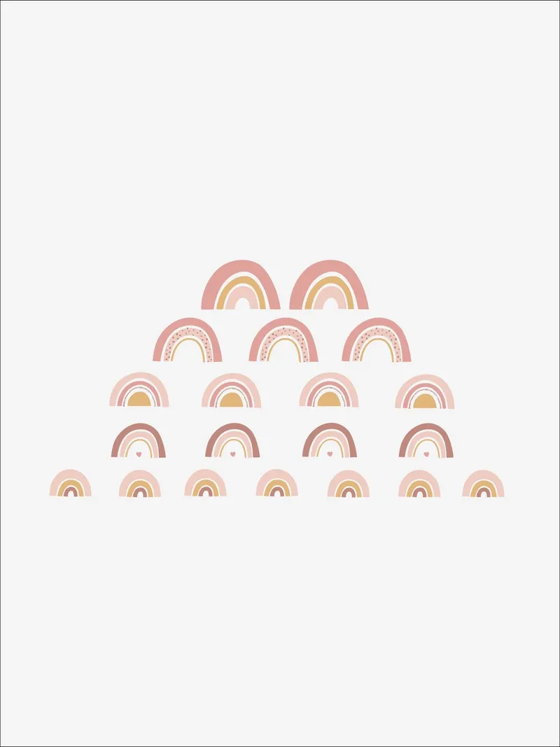 Vertbaudet 20er-Pack Kinderzimmer Wandsticker REGENBOGEN, Rosa, – Produktbild 3 von 4