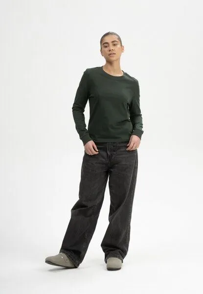MELA MELA Langarmshirt schwer Style AASTHA aus 100% Bio-Baumwolle, Dunkelgrün, – Produktbild 3 von 4