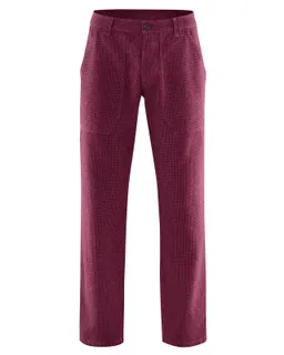 HempAge Hempage Herren vegan Hose Mit Hahnentrittmuster Weinrot – Produktbild 1 von 1
