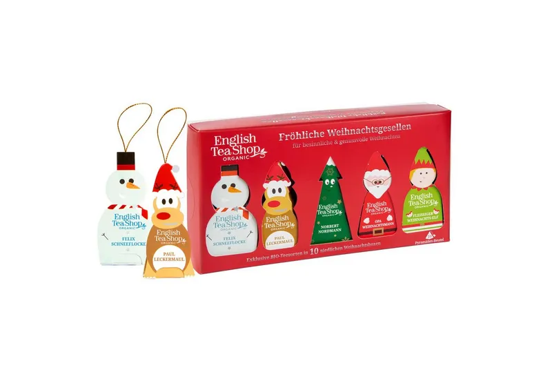 English Tea Shop English Tea Shop Tee Geschenk "Fröhliche Weihnachtsgesellen", BIO, 10 Pyramidenbeutel, 5 Sorten á 2 Tees in Pyramidenbeuteln. – Produktbild 1 von 5