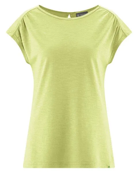 HempAge HempAge Damen T-Shirt mit rückseitigem Cut Out Hanf/Biobaumwolle, Lind(grün), – Produktbild 1 von 4
