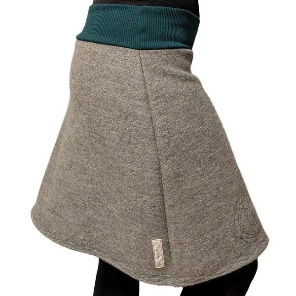 liebewicht Rock Wollrock kurz Wollwalk bio Unikat mit Stickerei liebewicht, Grau, – Produktbild 3 von 4