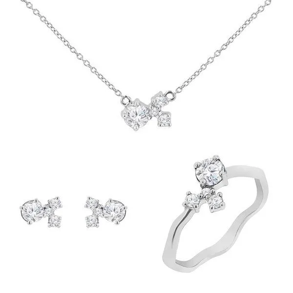 Eppi Eppi Cluster Schmuckset mit Moissaniten und Lab Grown Diamanten Halli, Weiss, – Produktbild 1 von 4