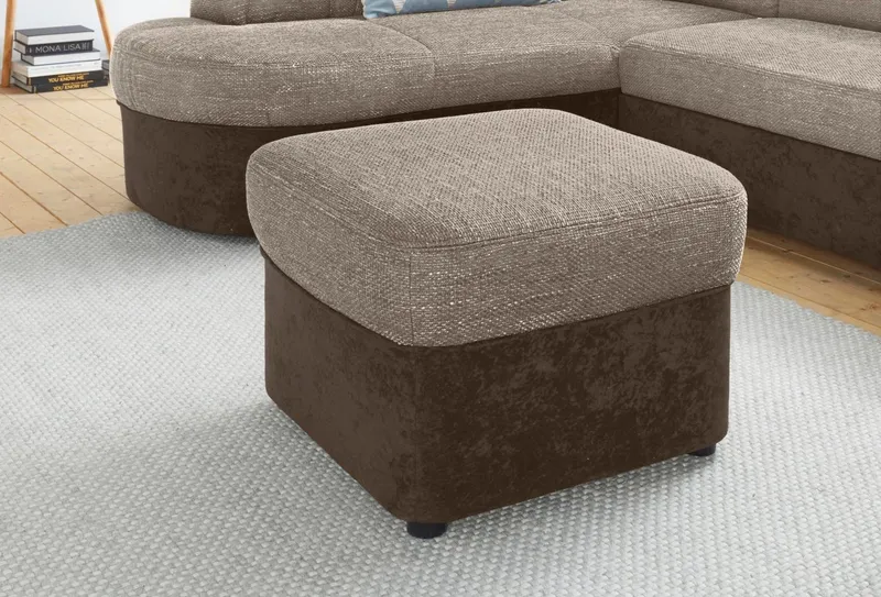 DOMO collection Polsterhocker SARAFINA 61x61 cm, hochwertig und komfortabel, Beige|braun, – Produktbild 3 von 5