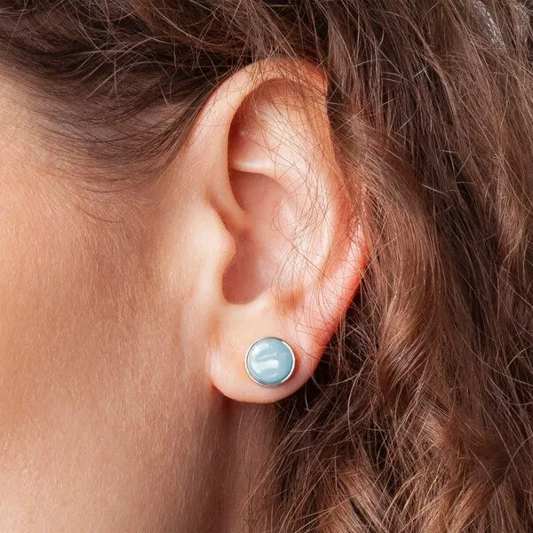 ALEXASCHA ALEXASCHA Edelstahl Ohrstecker mit Glasstein | Silber, Himmelblau, – Produktbild 3 von 4