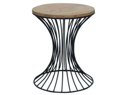 Beistelltisch „Mike“ aus massiver Wildeiche, FSC, Stahlgestell schwarz rund, Ø 40 x 45 cm – Produktbild 1 von 1