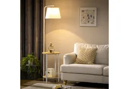HOMCOM HOMCOM Stehlampe Stehlampe Wohnzimmer mit Regal, Stehleuchte mit E27 Fassung, Weiß 43x 39,5 x 162 cm – Produktbild 1 von 1