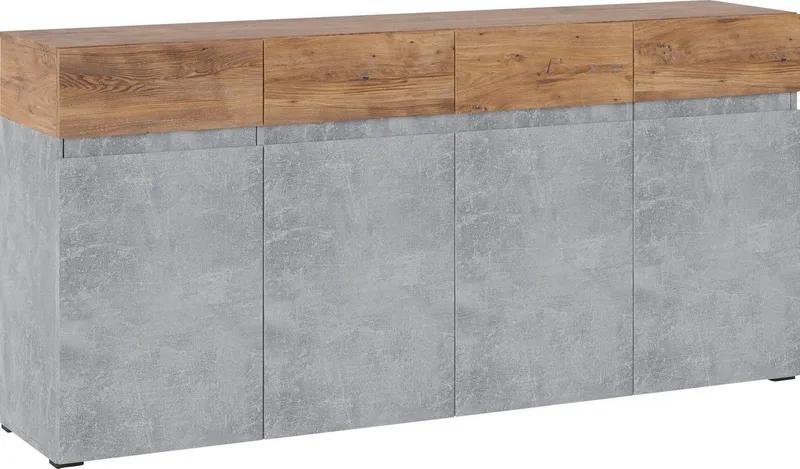 Home affaire Sideboard Rimini, Kommode, Schubladenschrank, 4 Türen, 2 Schubkästen, Breite 180 cm, Grau, – Produktbild 2 von 5