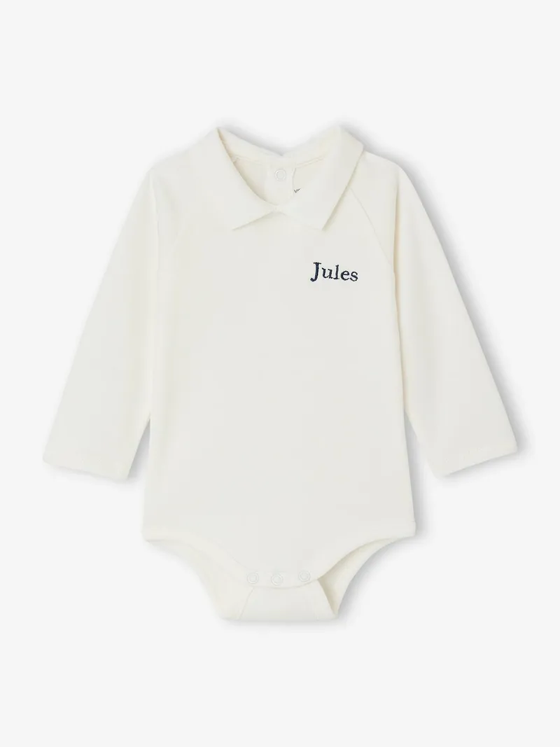 Vertbaudet Langarmbody Baby Jungen mit Kragen, Wollweiß, – Produktbild 1 von 3