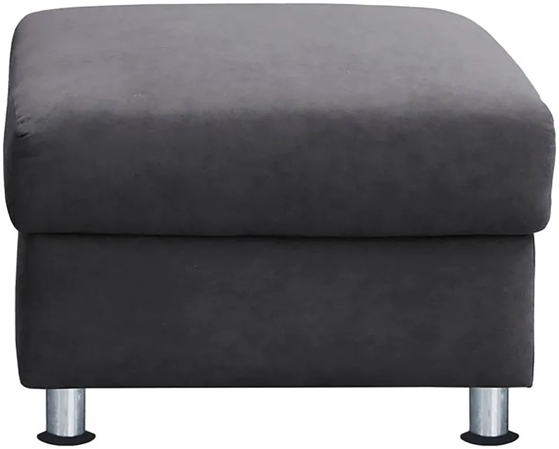 TRENDMANUFAKTUR Hocker Rondo 67 cm, Fußhocker, komfortabel, Federkern optional, Chromfüße, Fußhocker wahlweise mit Federkern, in verschiedenen Bezügen bestellbar, Grau, – Produktbild 4 von 5