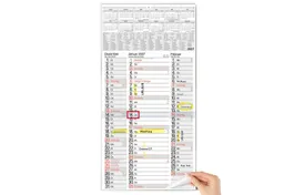 TOBJA Wandkalender 3 Monatskalender 2027 Nebeneinander mit Notizen 30x59 cm FSC, Nebeneinander, Notizplatz pro Tag, Datumsschieber, 4-sprachig, FSC – Produktbild 1 von 1