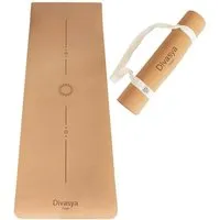Divasya Divasya Leichte Kork Yogamatte | rutschfest & nachhaltig | in 4 Yoga-Designs | mit Tragegurt, Natural, – Produktbild 3 von 8