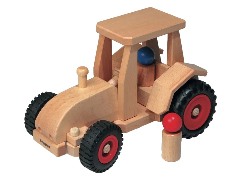 Fagus Fagus 26 cm langer lenkbarer Holztraktor, Natur, – Produktbild 1 von 1