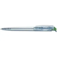 uma uma Kugelschreiber 'recycled PET-Pen' transparent mit buntem Clip, dunkelgrün – Produktbild 1 von 1