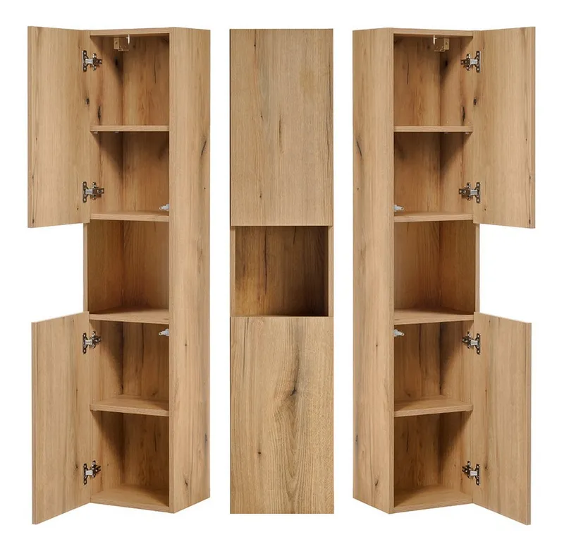 Lomadox Hochschrank NEWPORT-56-OAK in Eiche, grifflos, Braun, – Produktbild 4 von 4