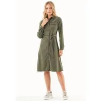 ORGANICATION ORGANICATION Hemdblusenkleid aus TENCEL Lyocell und Bio-Baumwolle, Grün(military olive), – Produktbild 1 von 1