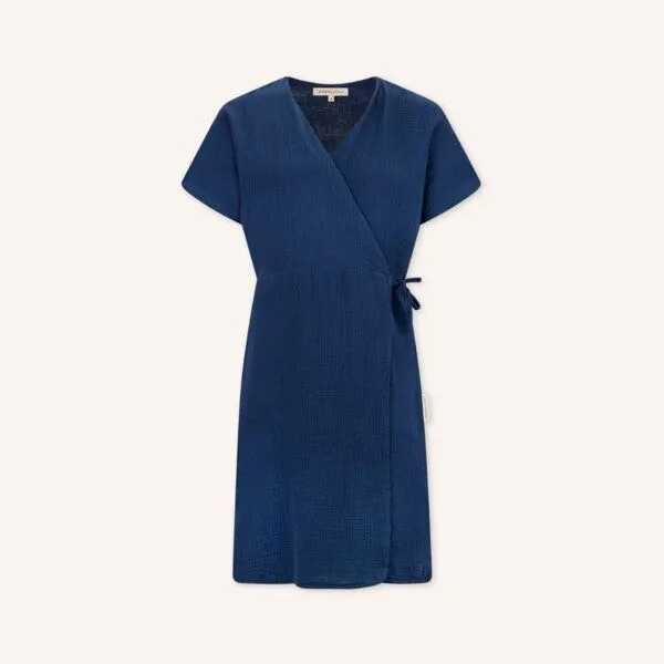 NORDLICHT NORDLICHT Musselin Wickelkleid Mella aus 100% Bio-Baumwolle, Blau, – Produktbild 2 von 4