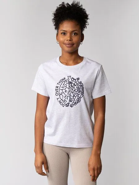 watapparel watapparel T-Shirt Frauen Don't overthink it, Cool heather grey, – Produktbild 1 von 4