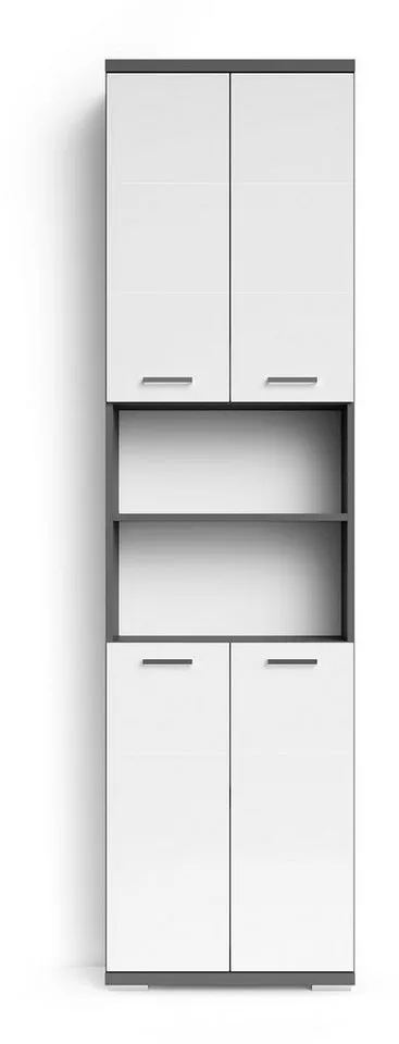 byLIVING Hochschrank Nebraska Breite 50 cm, Badezimmerschrank mit Metallgriffen, viel Stauraum, Grau, – Produktbild 3 von 5