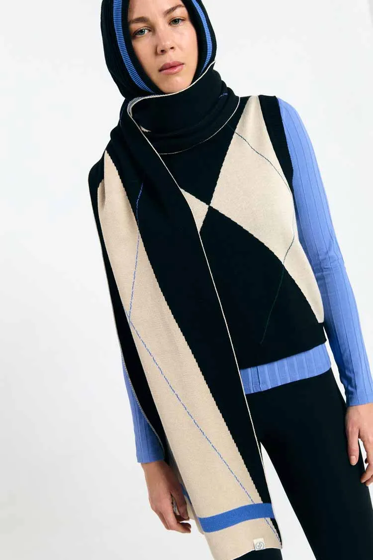 SUITE13LAB SUITE13LAB Damen vegan Schal London Argyle Schwarz, Schwarz, – Produktbild 2 von 2