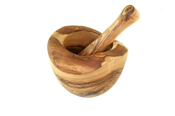Olivenholz erleben Olivenholz erleben Mörser rustikal inkl. Stößel (ca. 12 cm) aus Olivenholz – Produktbild 1 von 1